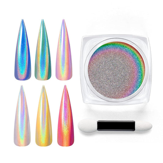 Beetles Chrome Nail Powder Metallic Mirror Effect Holographic Aurora Iridescent Nail Art Decoration