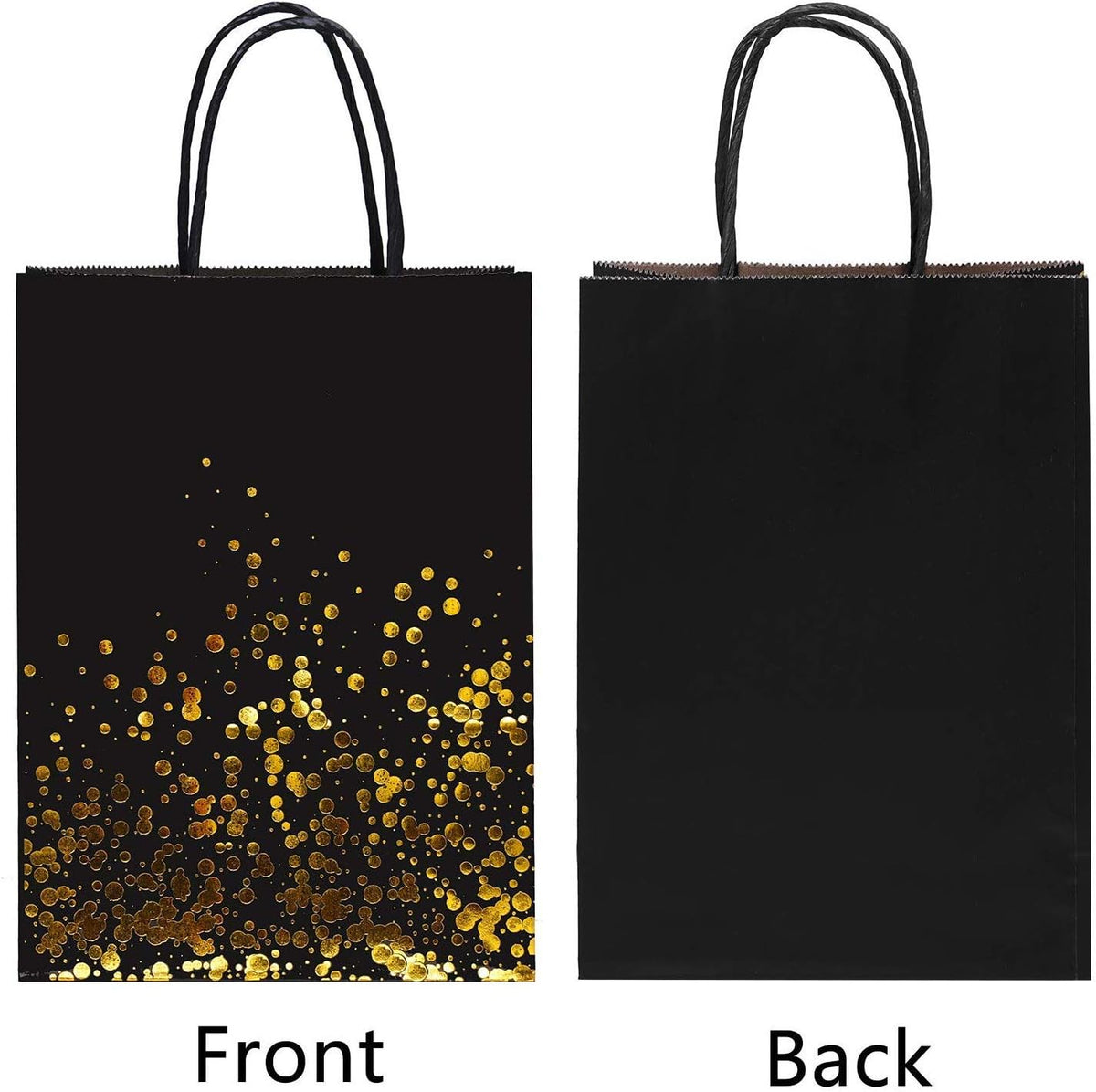 Cooraby 30 Pieces Bronzing Gold Black Paper Kraft Polka Dot Party Bags With Handle for Party Favors