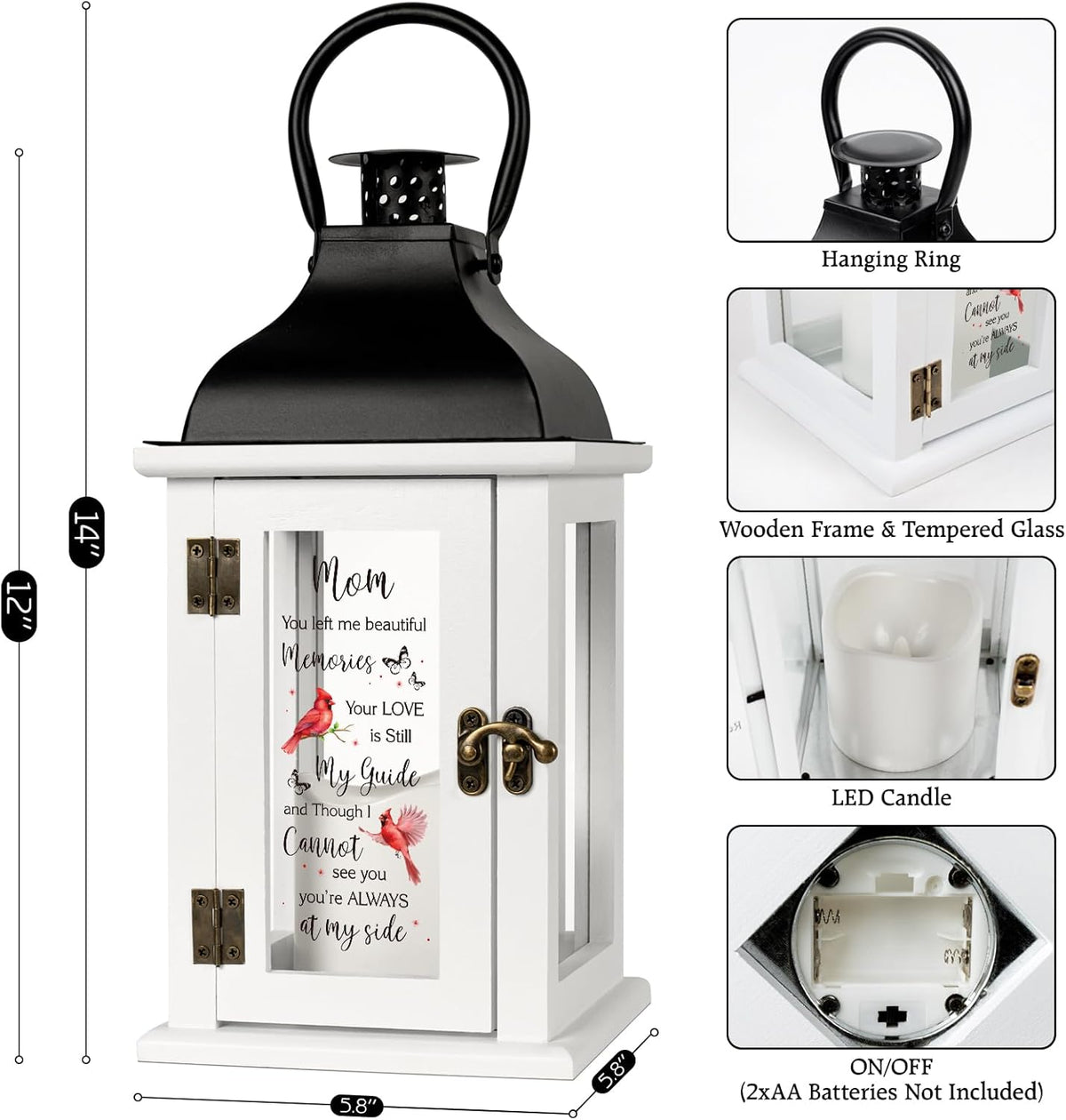 Memorial Lantern - Bereavement Sympathy Gifts for Loss of Loved One Memorial Gifts for Loss of