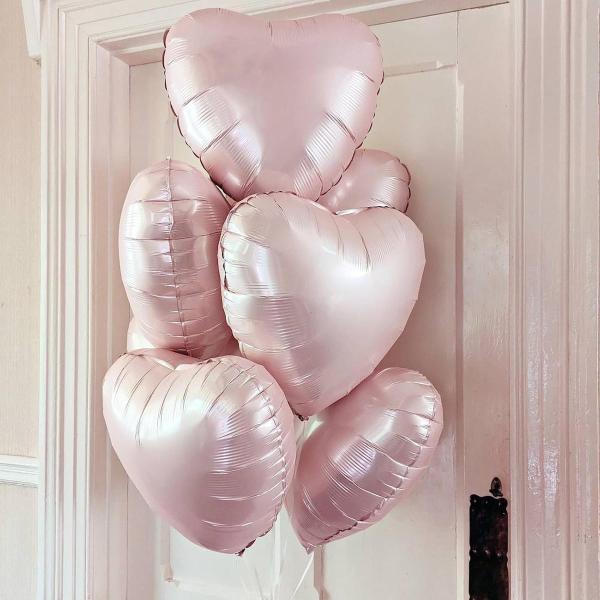 Baby Pink Heart Balloons,12Pcs Pink Heart Shaped Foil Balloons,18Inch Pastel Pink Helium Polyester