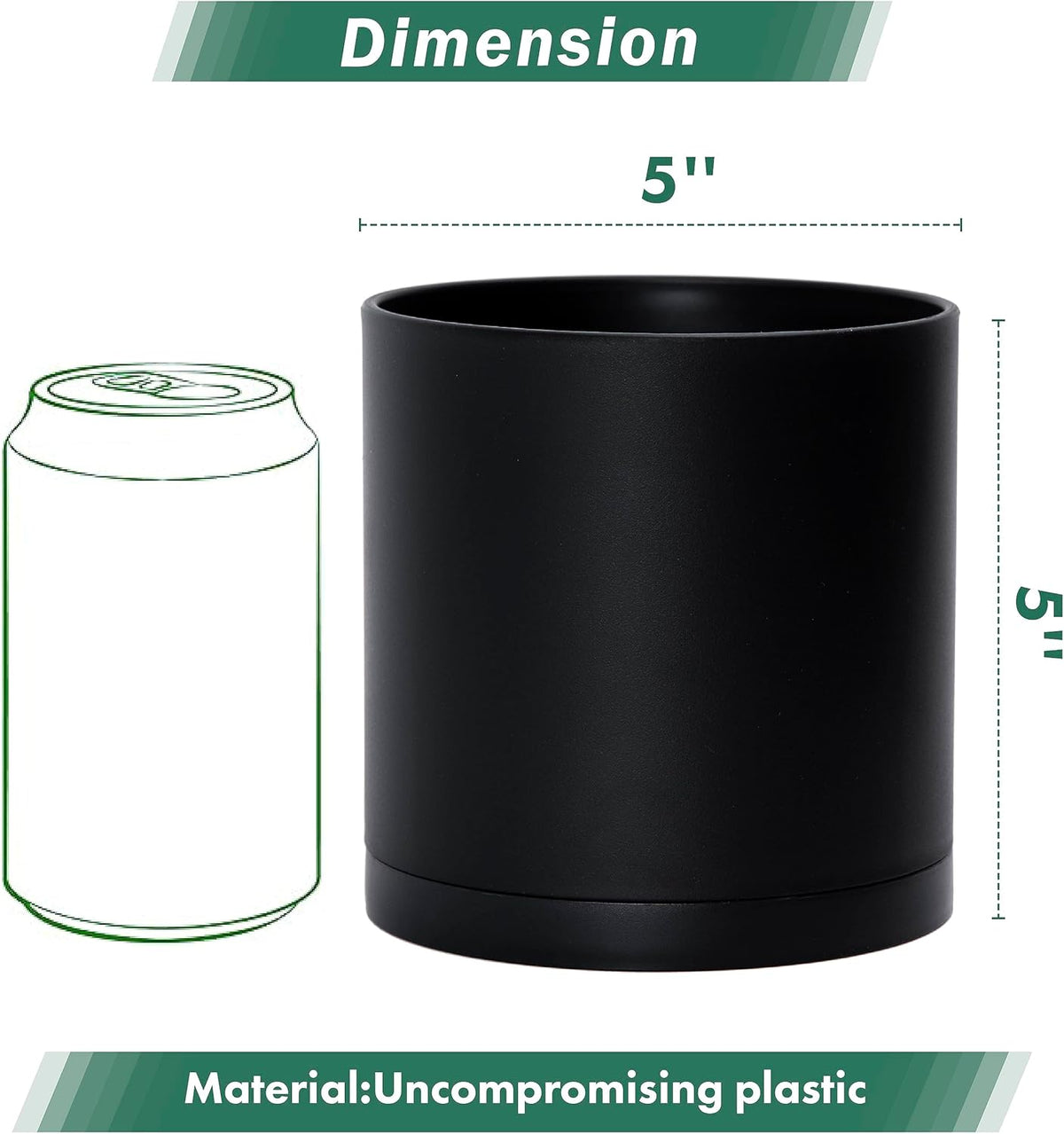D'vine Dev 2 Pack 5 Inch Modern Plastic Plant Pots, Small Garden Planters for Plant with Drainage