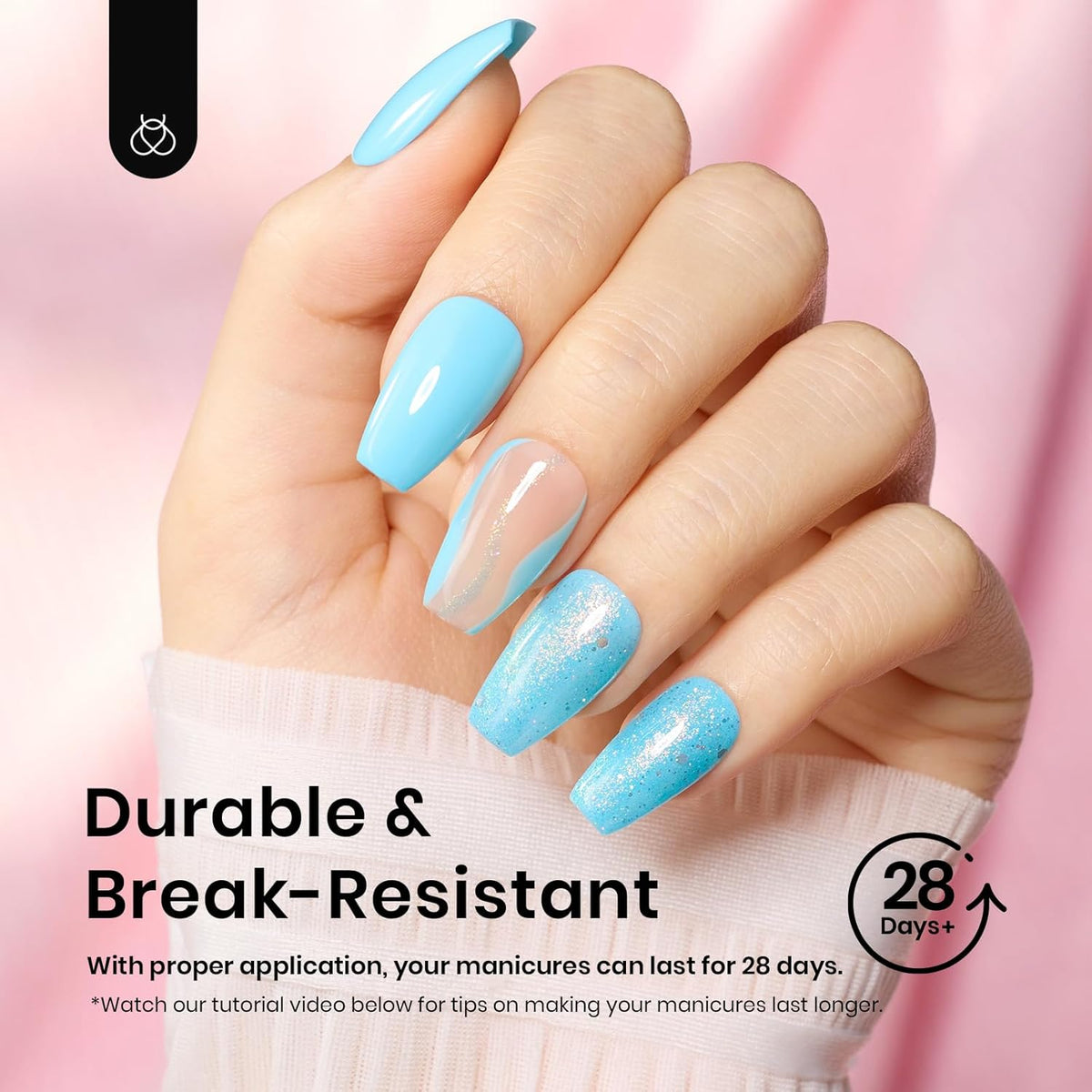 Beetles Gel Nail Tips Short Coffin Pre-Etched Nail Tips, 12 Sizes 288 Pcs Full Cover Soft Tips Half