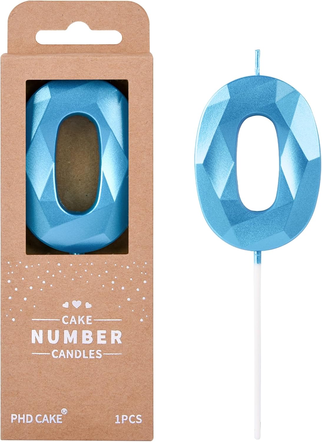 PHD CAKE 2.76 Inch Crystal Blue 0 Number Birthday Candles, Blue Number Candle, Cake Number Candles
