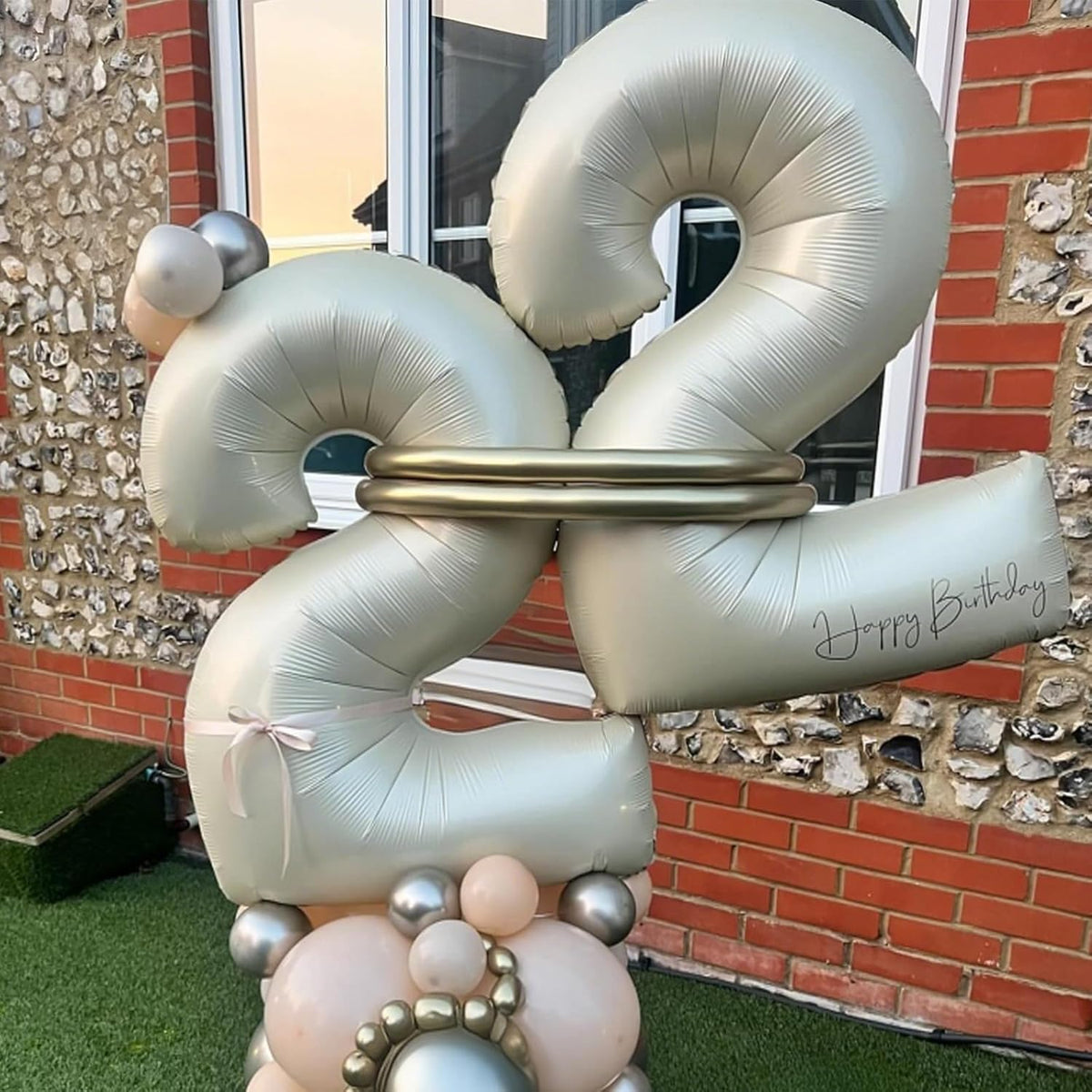 40 Inch Balloon Number 2 Beige, Large Foil Cream Number Balloons Set 0-9 for Men Women, Self