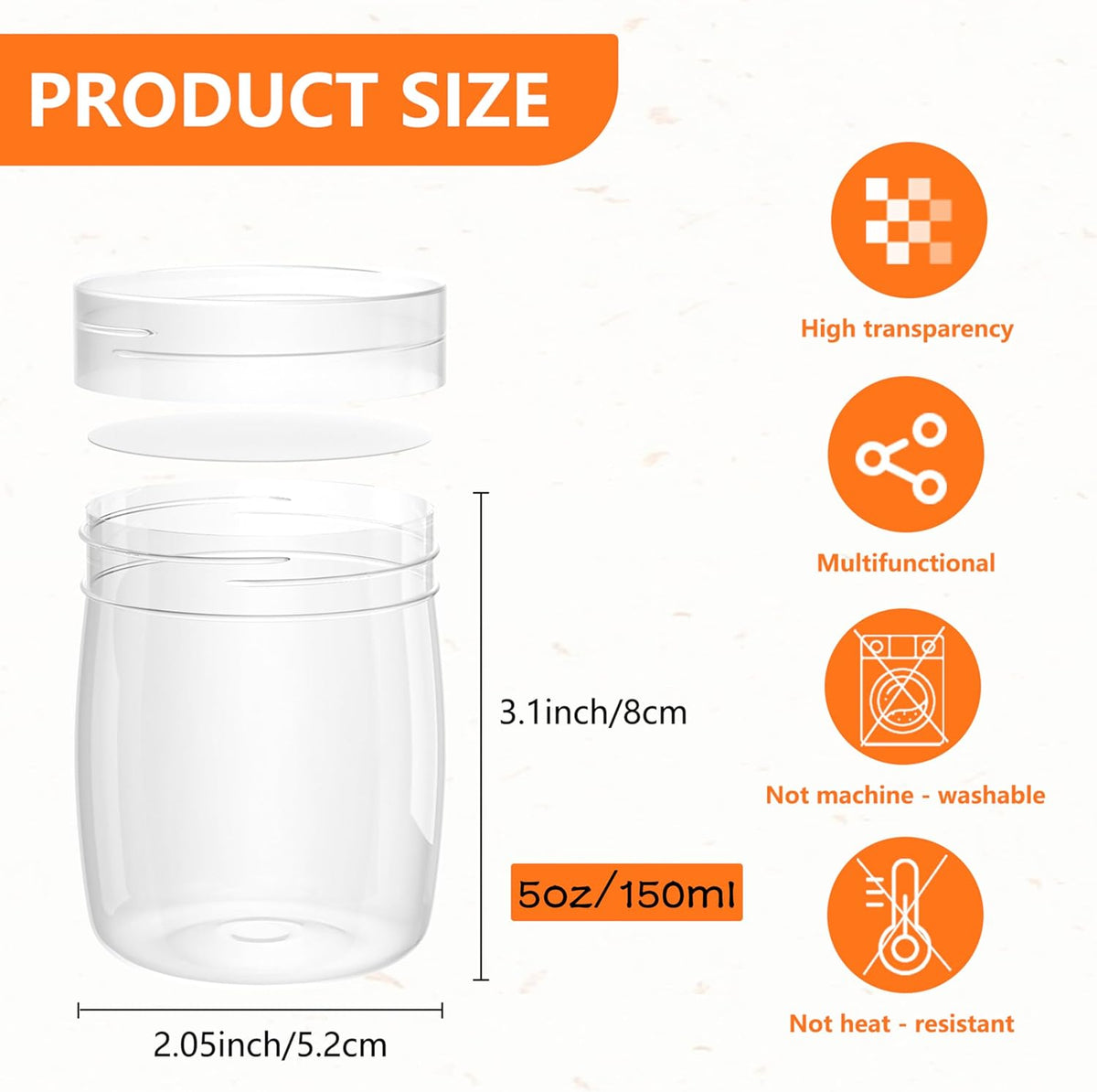Mini Pudding Jars 82Pack, 5oz/150ml Plastic Favor Jar with Lids, Candy jars,Yogurt Containers with