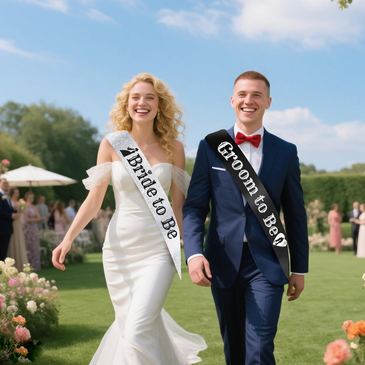 Black Groom to Be Sash Silver Foil& Silver Bride to Be with Black Foil, Funny Sashes for