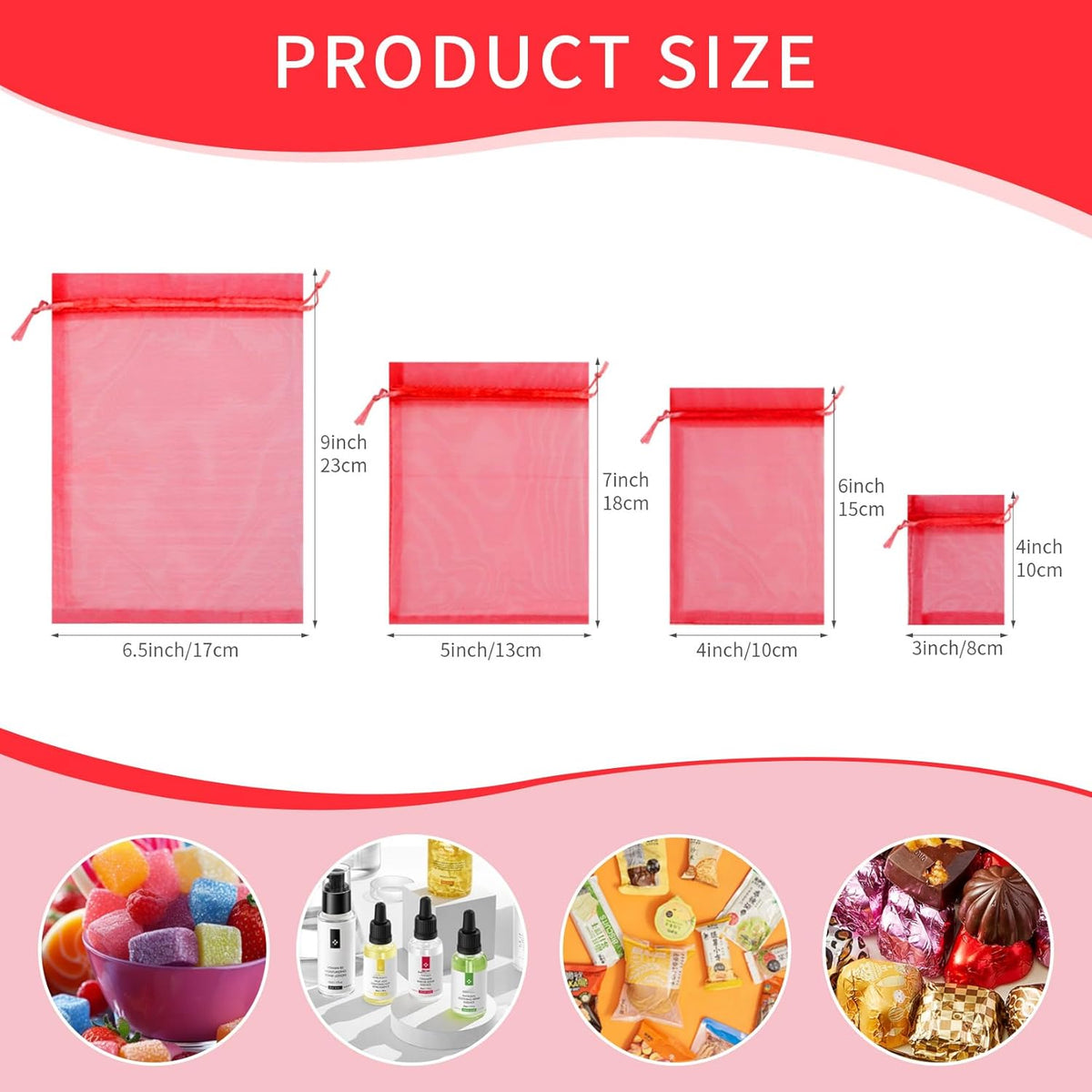 50 Pcs 4x6 Inch Organza Bags, Mesh Bags Drawstring Sachet Bag Small Pouch Bag for Christmas Gift
