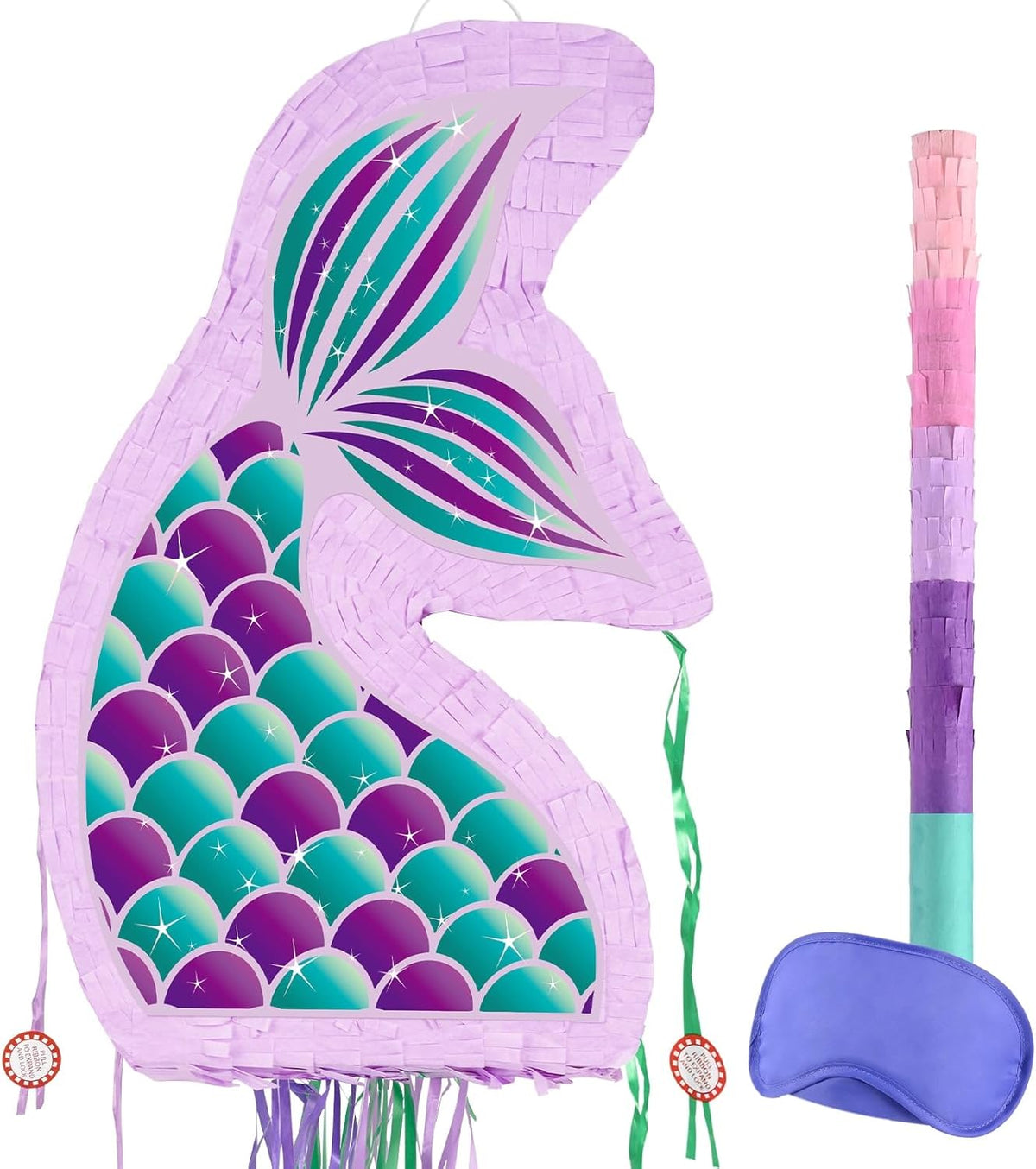 WERNNSAI Foldable Mermaid Piñata - Pull String Mermaid Birthday Party Supplies Mermaid with