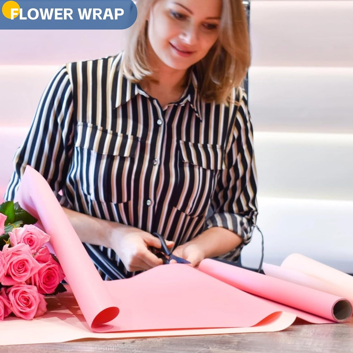 Pink Wrapping Paper 15"x450", Light Pink Bulletin Board Construction Craft Poster Color Art