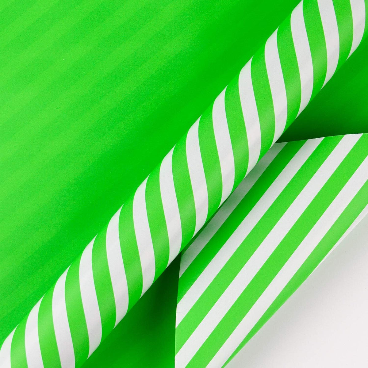 WRAPAHOLIC Reversible Wrapping Paper - Mini Roll - 17 Inch x 33 Feet - Green and Stripes Design for