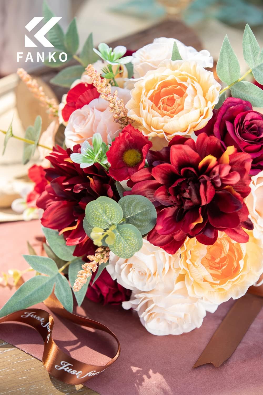 FANKO Rose Artificial Flowers Combo for DIY, Fake Rose Artificial Silk Flowers with Greenery, Real