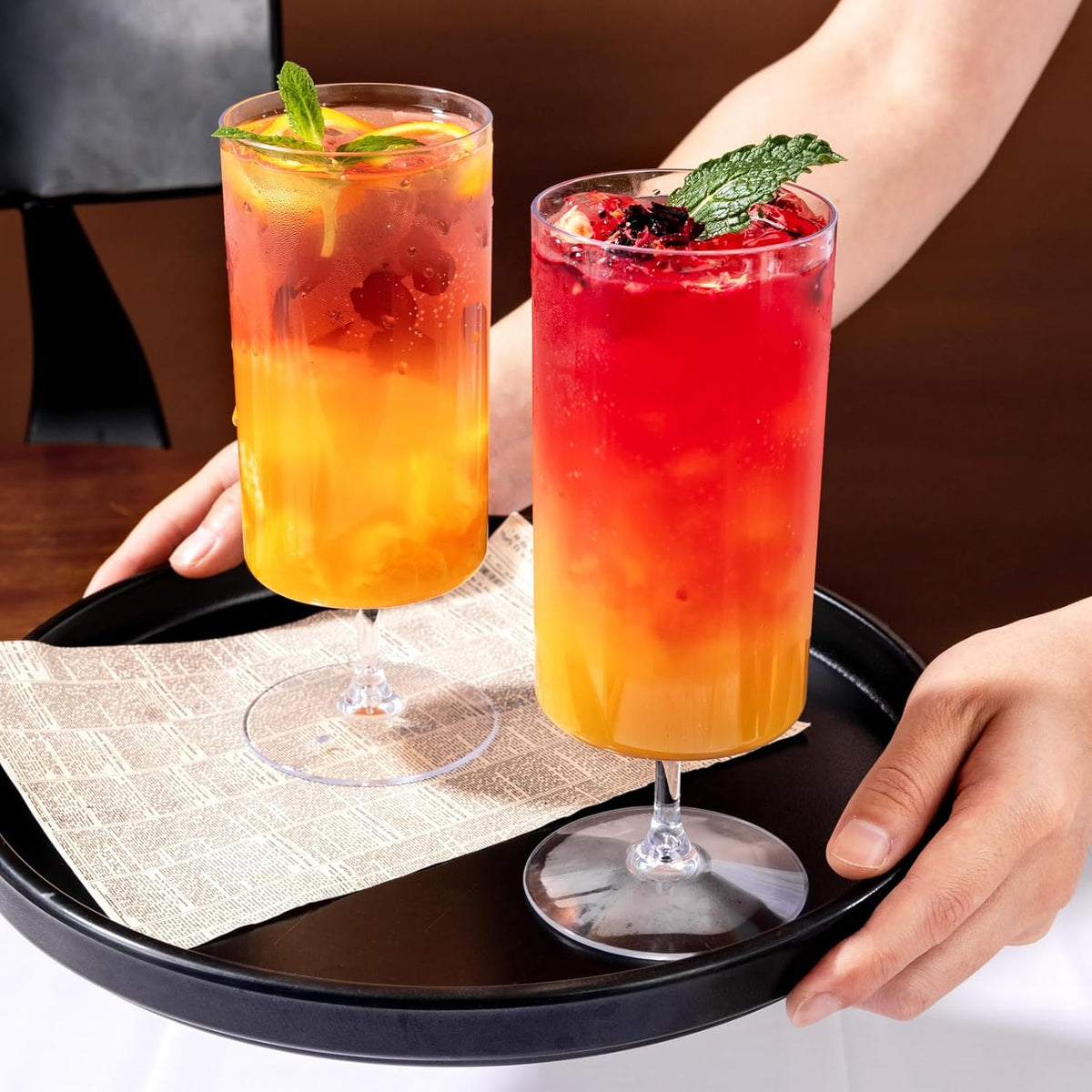 Ciaell 12 Pack Clear Plastic Wine Goblets - 14 Oz Plastic Wine Glasses with Short Stem - Disposable