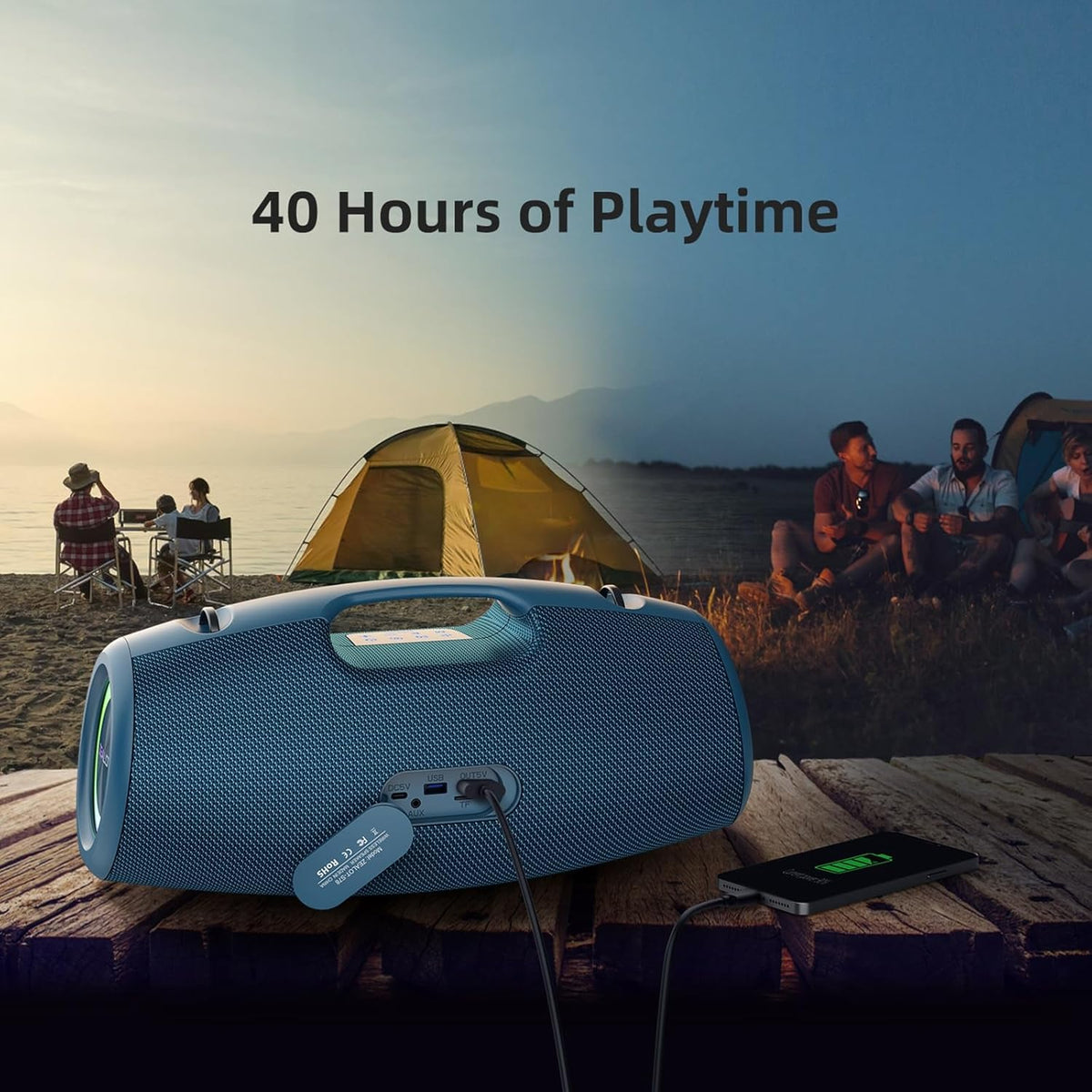 ZEALOT Bluetooth Speaker,120W Wireless Speakers with Booming Bass,IP67 Waterproof Speaker with LED