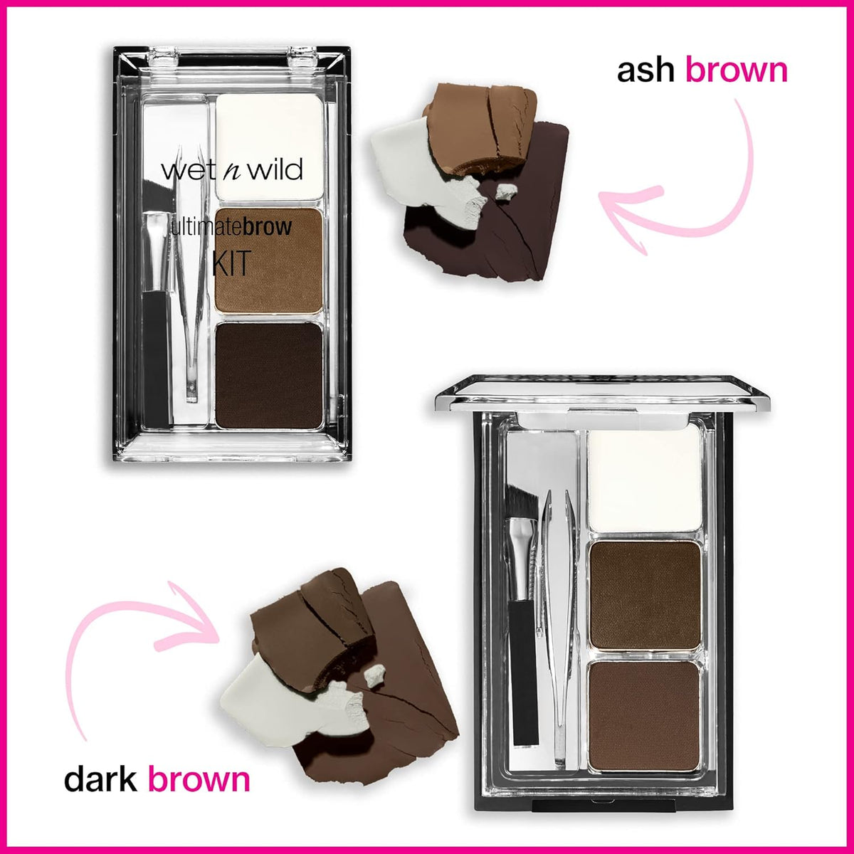 wet n wild Ultimate Eyebrow Makeup Kit, Long-Lasting Matte Brow Powder, Tweezers, Wax & Brush