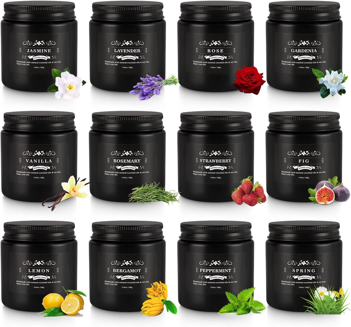 12 Pcs Halloween Scented Candles with Added Natural Essential Oils, 3.05oz, Suitable for Various