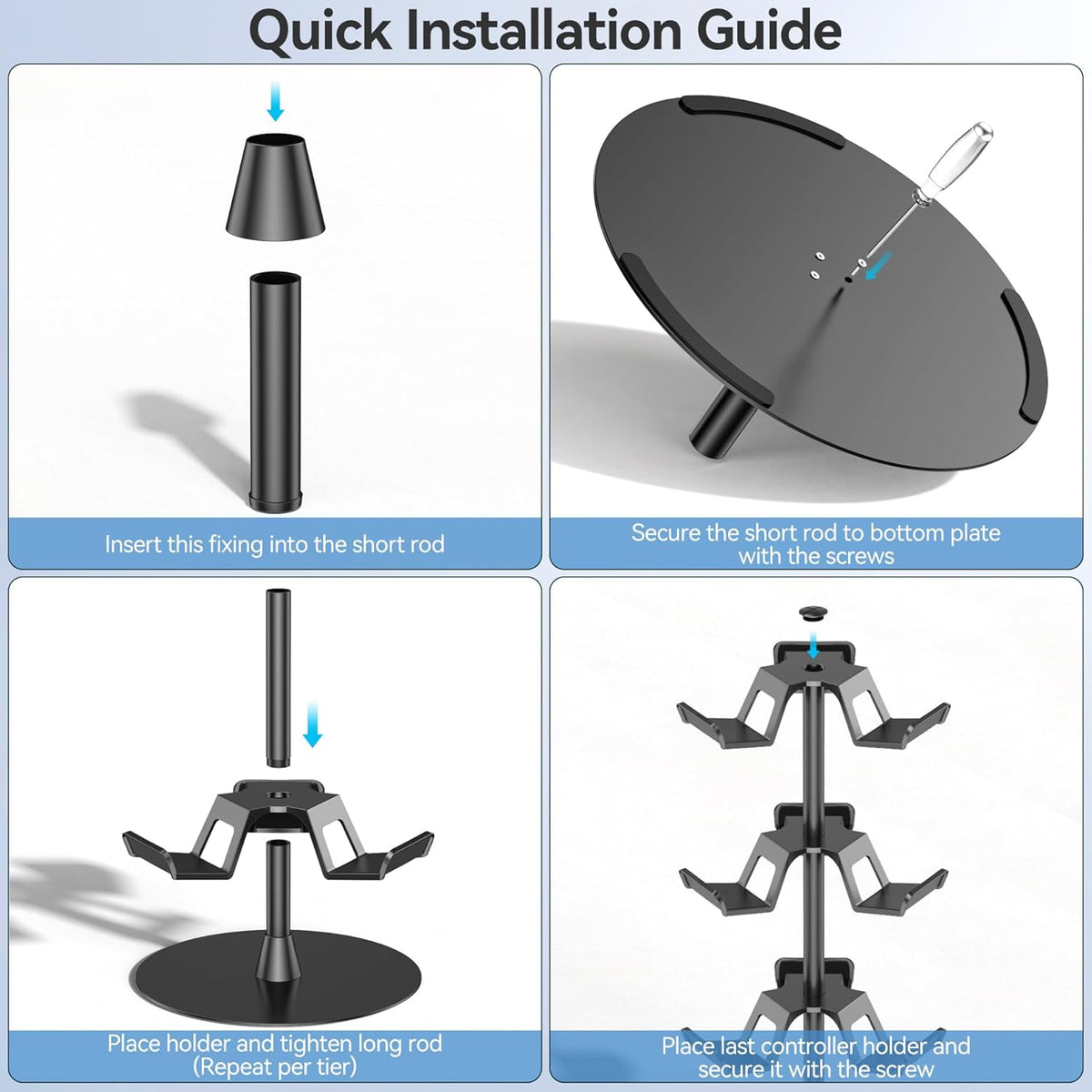 Headset Stand 4 Tiers for Desk, Rotatable Gaming Controller Stand for PS5/PS4/Xbox/Switch2/PS
