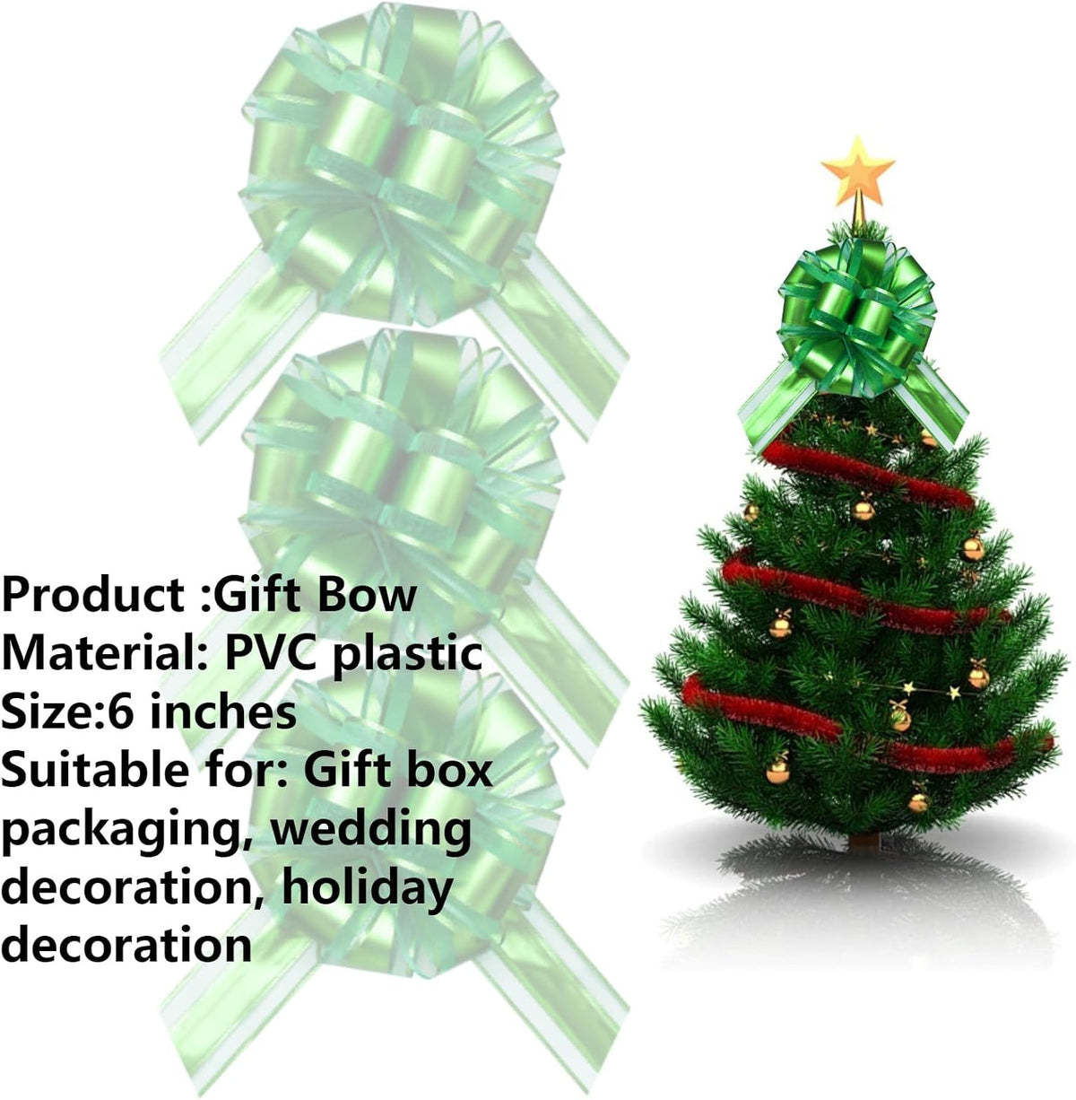 7 Pieces Large Pull Bows, 6 inche, Big Bow for Gift Wrapping, Christmas Party Birthday Gift