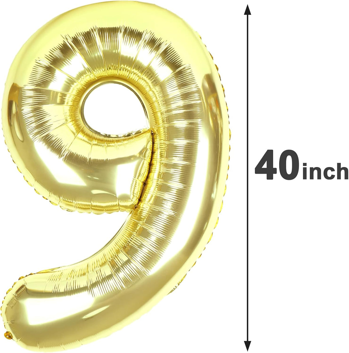 40 Inch Big Champagne Gold 9 Balloon Number, Jumbo Giant Happy 9th 19 29 39 49 99 Birthday Party