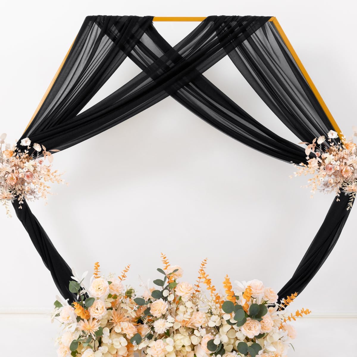 MLMC Black Wedding Arch Draping Fabric 4 Panels 29" x 20 FT Extra Long Gauze Drapes Sheer Backdrop