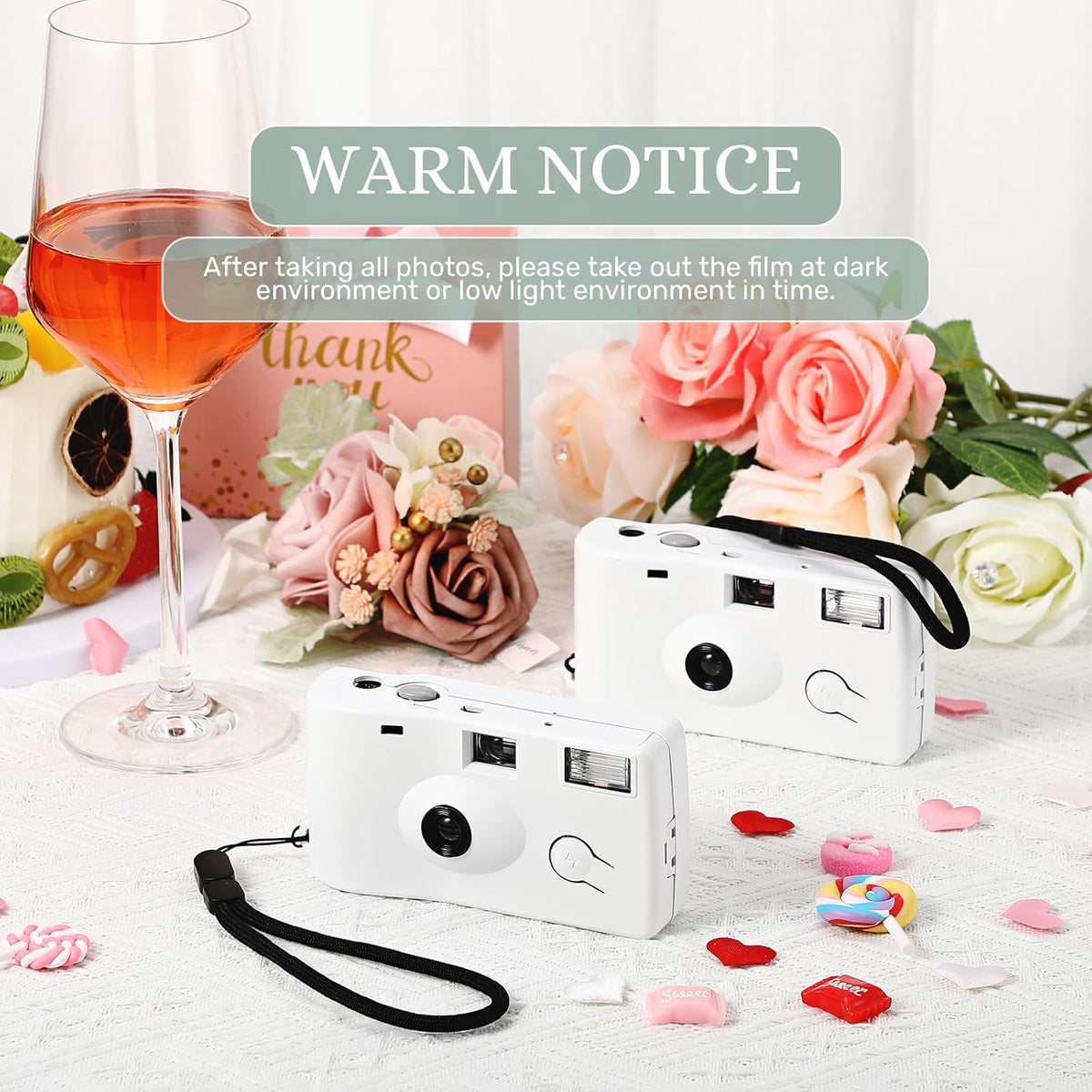 Treela 2 Pcs White Disposable Camera for Wedding Flash Film Camera 35mm 200ISO 17 Film Single Use