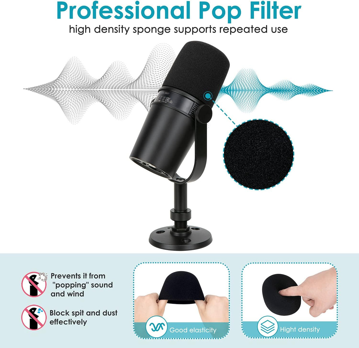 MV7 MV7X MV7+ Boom Arm - Mic Arm with Foam Cover Windscreen Compatible with Shure MV7 and Shure