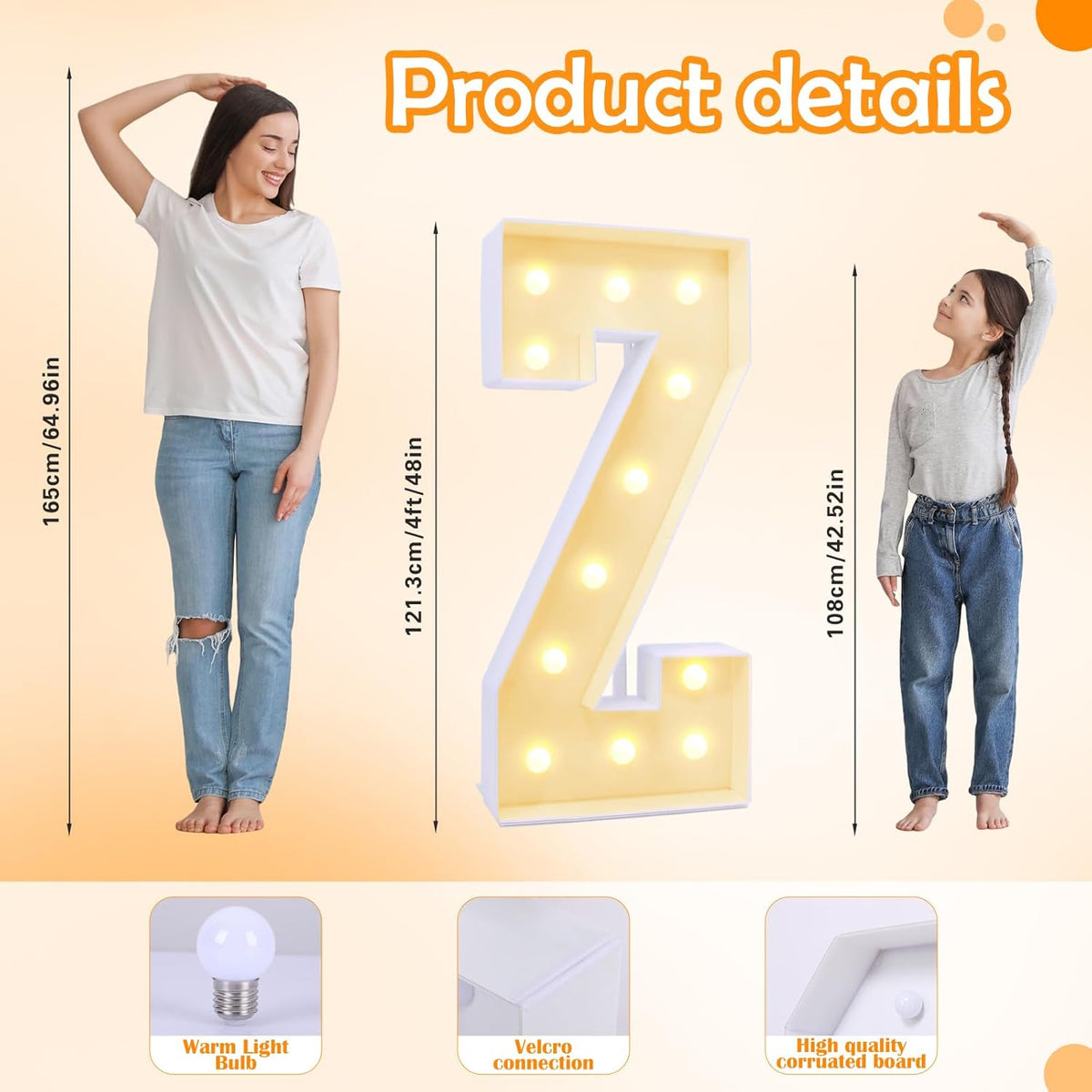 4ft Marquee for Letters Z, Large Light up Letters, Multifunctional Large Marquee for Letters 4 Feet