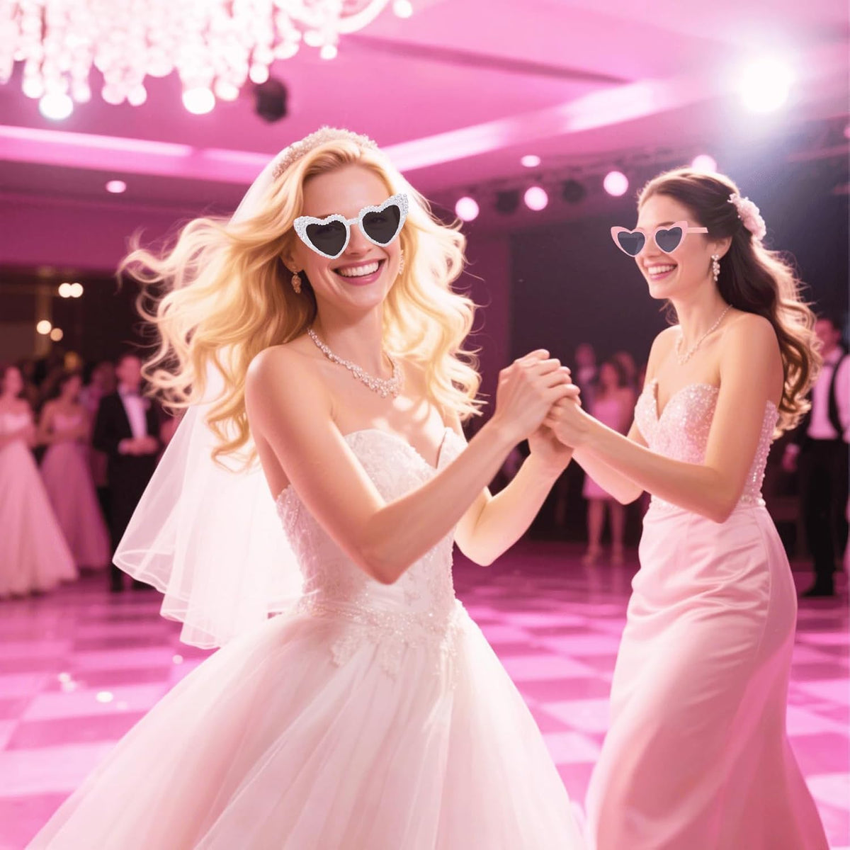 Bachelorette Party Heart Sunglasses 8 Pack Pearl Bride Sunglasses Bridesmaids Sunglasses Party