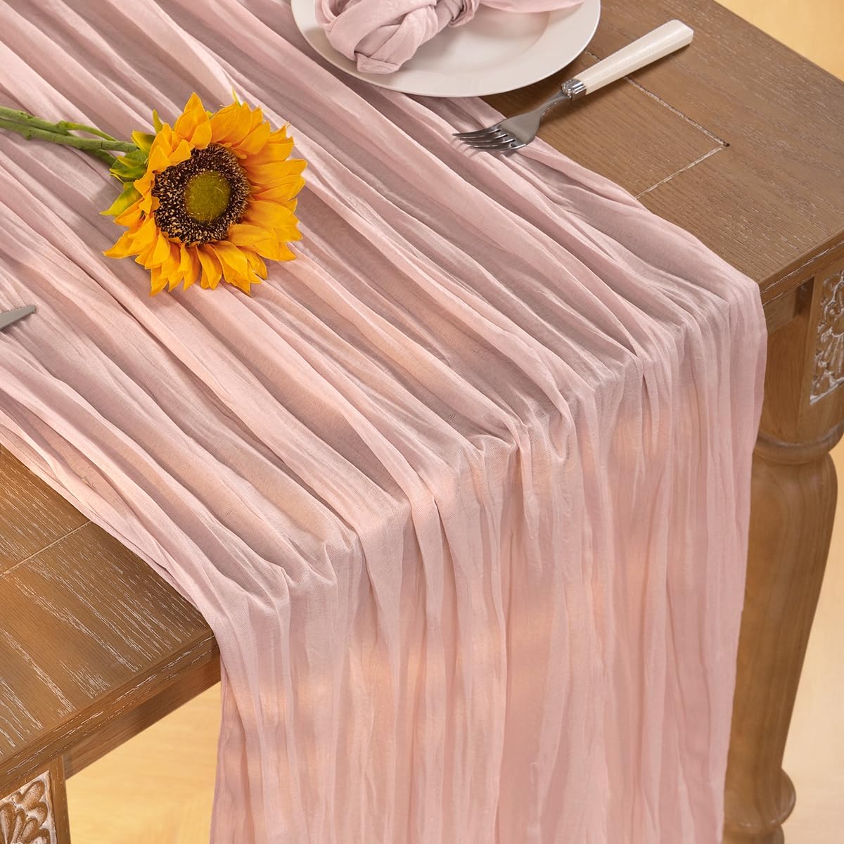 Pink Cheesecloth Table Runner 4 Pack Fall Table Runners Boho Gauze 120 Inches Light Pink Cheese