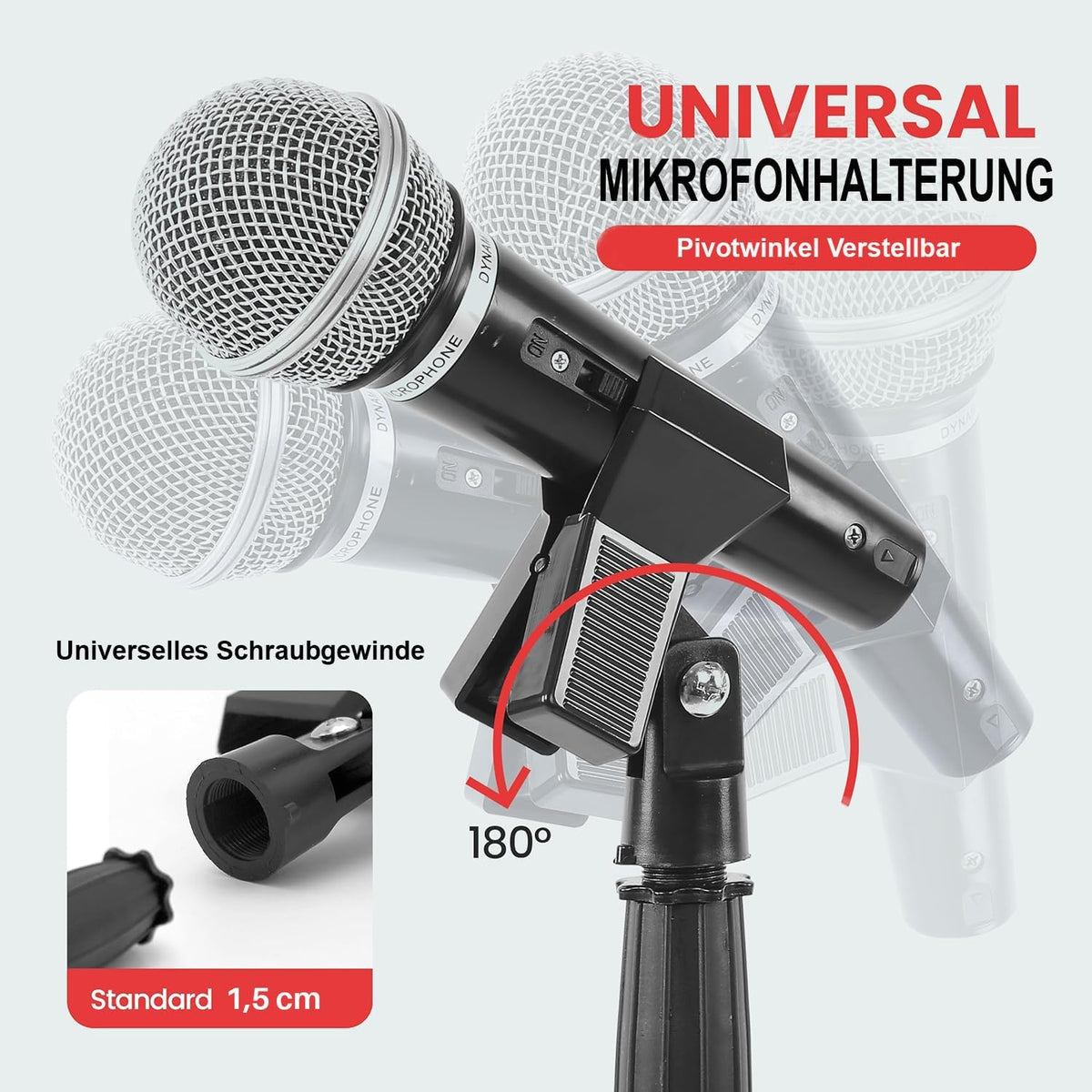 Pyle Universal Microphone Stand - Handheld Mic Compatible, Heavy Compact Base, Lightweight &