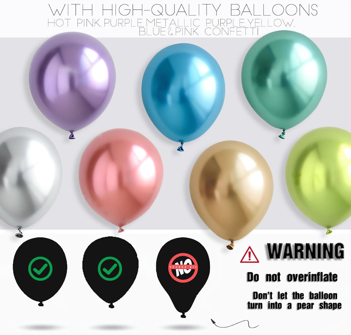 Balloon Column Kit for Floor- Set of 2 Colorful Chrome Metallic Balloon Columns with Stand
