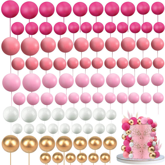 108 Pcs Balls Cake Topper DIY Cupcake Insert Foam Balloons for Cake Baking Wedding Anniversary