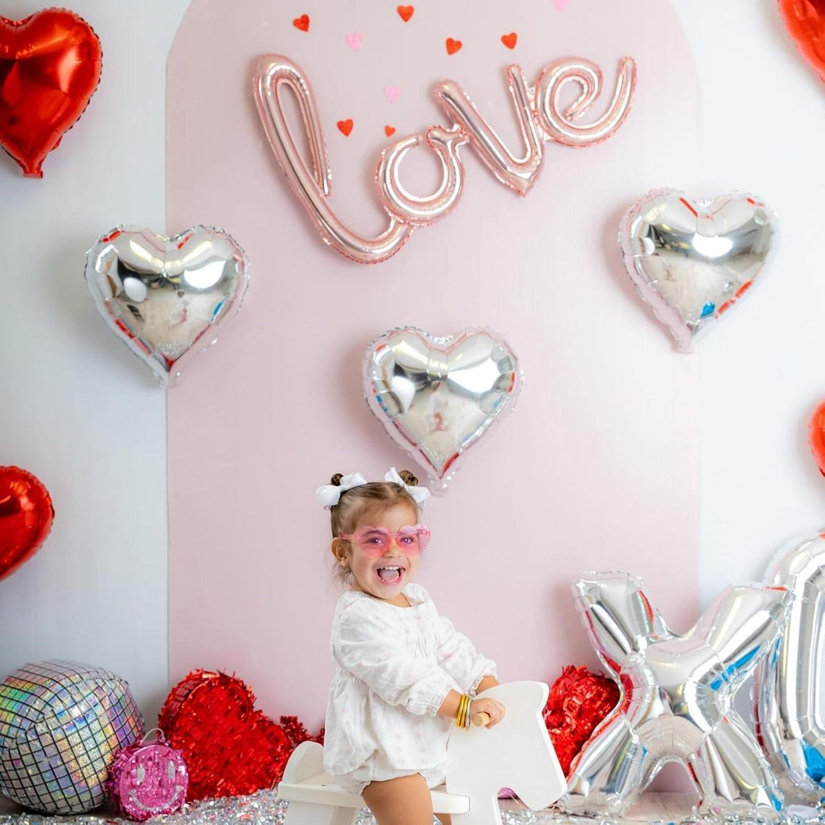 12 Pcs Heart Balloons, 18 inch Silver Heart Shaped Balloons, Big Foil Helium Balloon, Love Foil