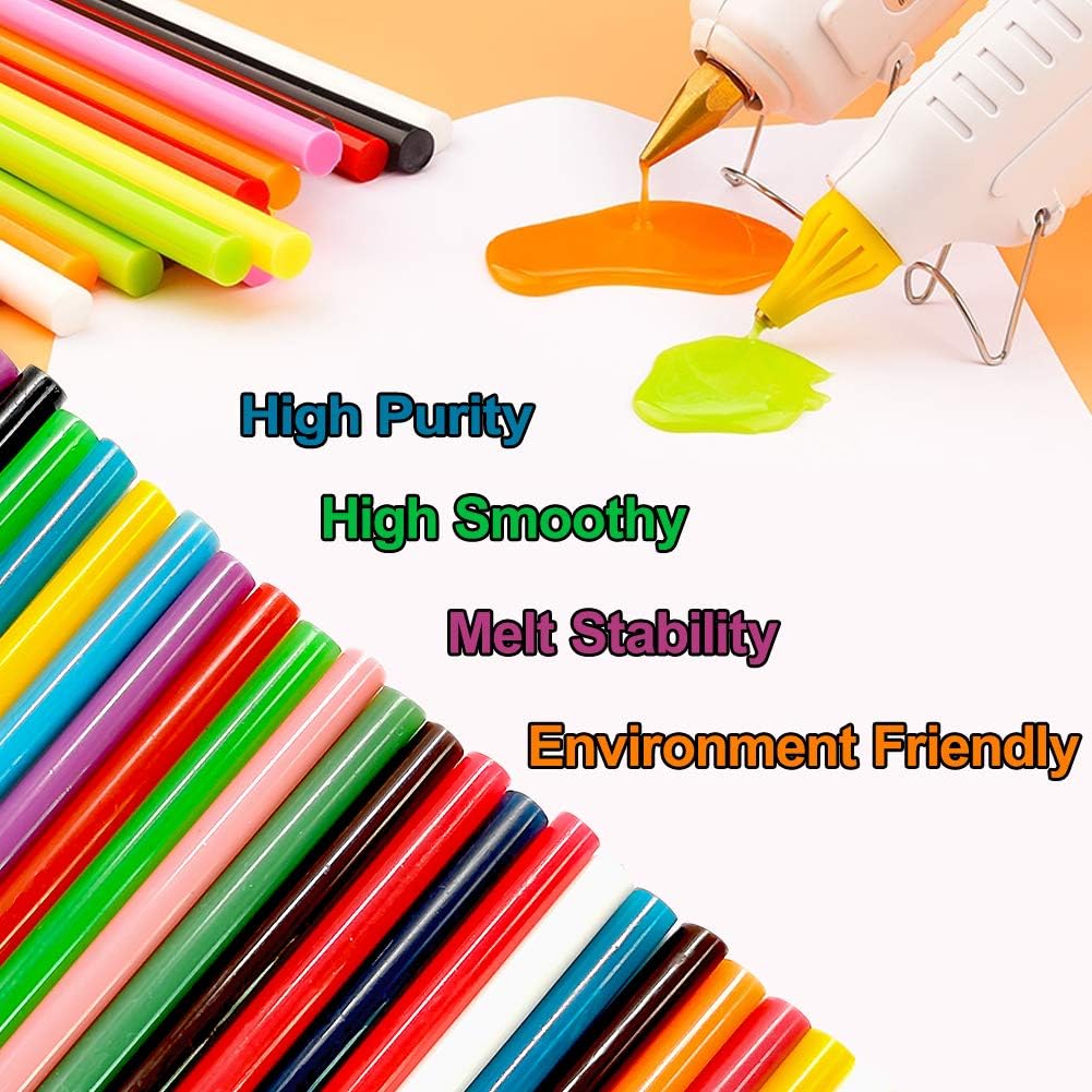 Colored Hot Glue Sticks for Hot Glue Gun 15 Colors 75 Pcs 7* 100mm Full Size Opaque Color Mini Hot