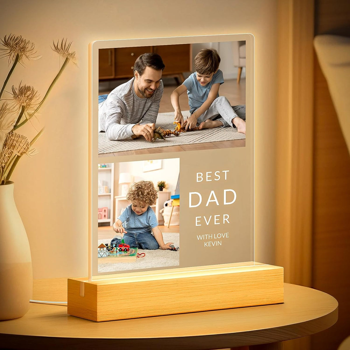 Custom Picture Frames with Photo, Personalized Photo Frame with Night Light, Customized Picture