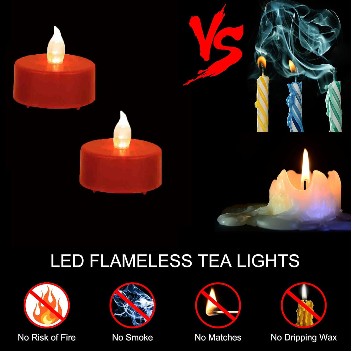 Tea Light Candles with Remote Control,Flickering Flameless LED Candle,Long Lasting