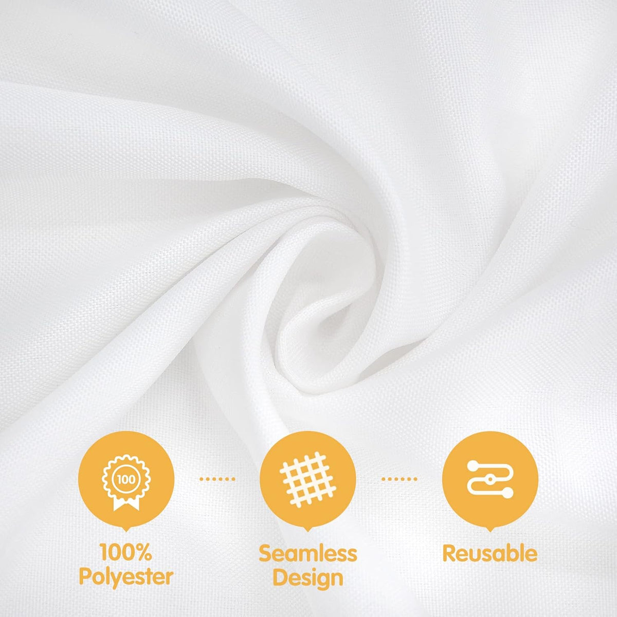 BRILLMAX 4 Pack White Round Tablecloths 120 Inch - Circle Bulk Linen Polyester Fabric Washable