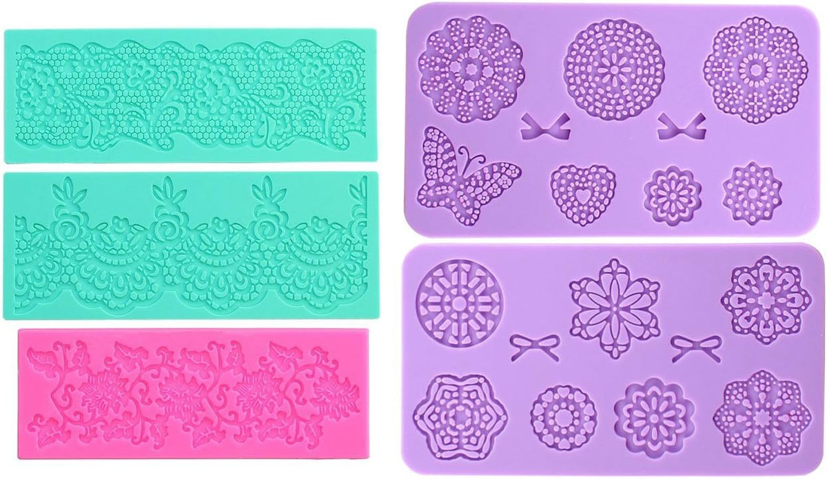Embossing Lace Fondant Moulds, Multi Circle Flowers Lace Mat Wedding Cake Decoration Tool, Rattan