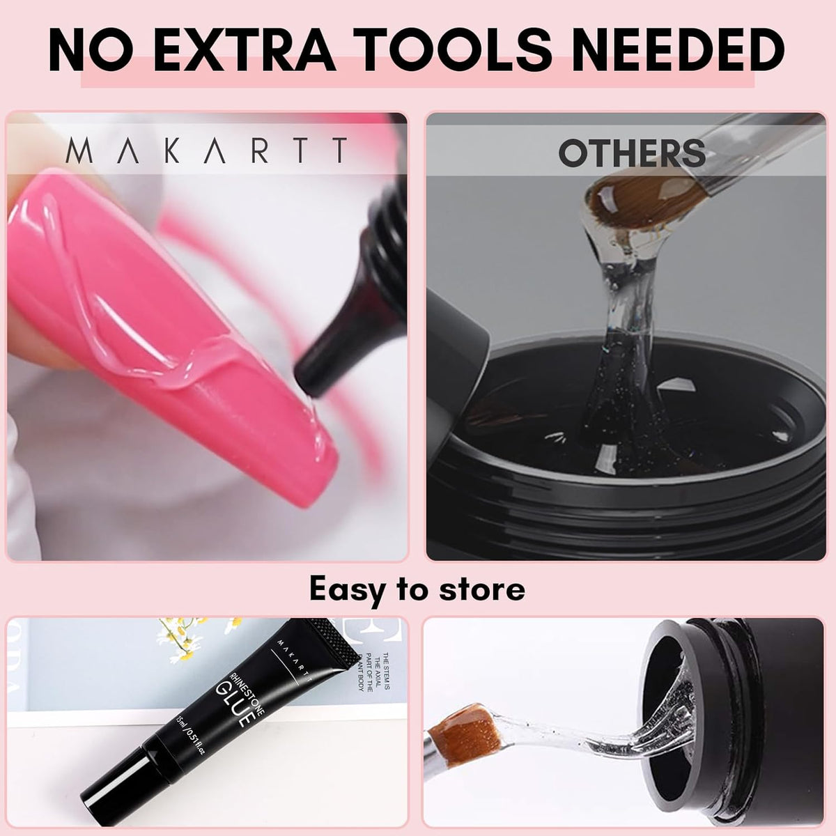 Makartt Nail Rhinestone Glue, Super Strong Gel Nail Glue for Rhinestones, 3D Art Design Charms and