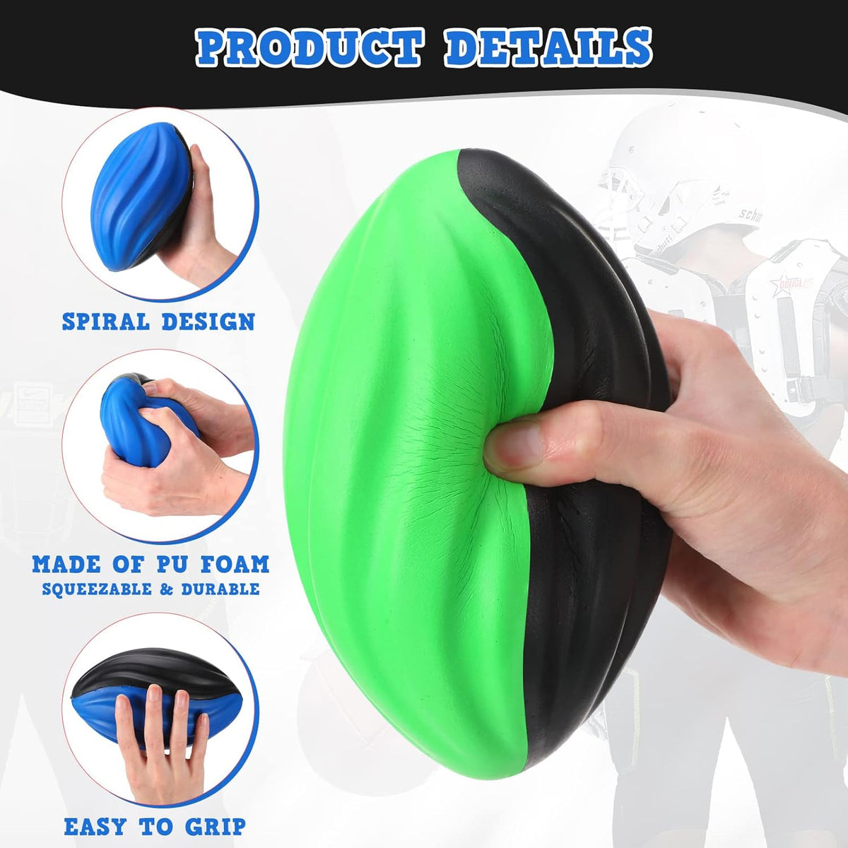Jerify 12 Pcs Mini Foam Footballs for Kids Students 7 Inch Small Spiral Football Toys Easy Grip