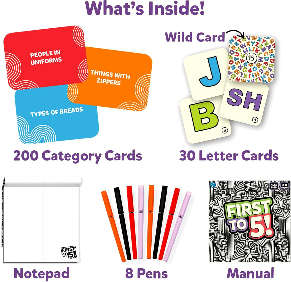 Skillmatics Board & Card Game - First to 5, Category Game with a Twist, Perfect for Parties