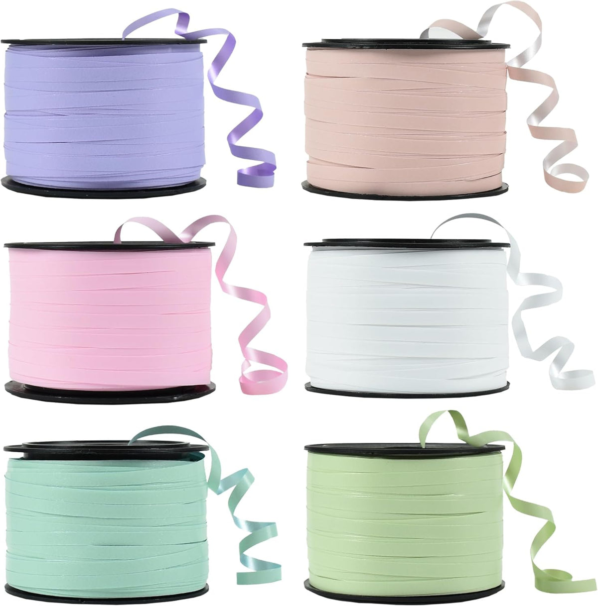 BEISHIDA 6 Assorted Colors Curling Ribbons Balloon String Ribbons - Pastel Colors 6 Rolls for Gift