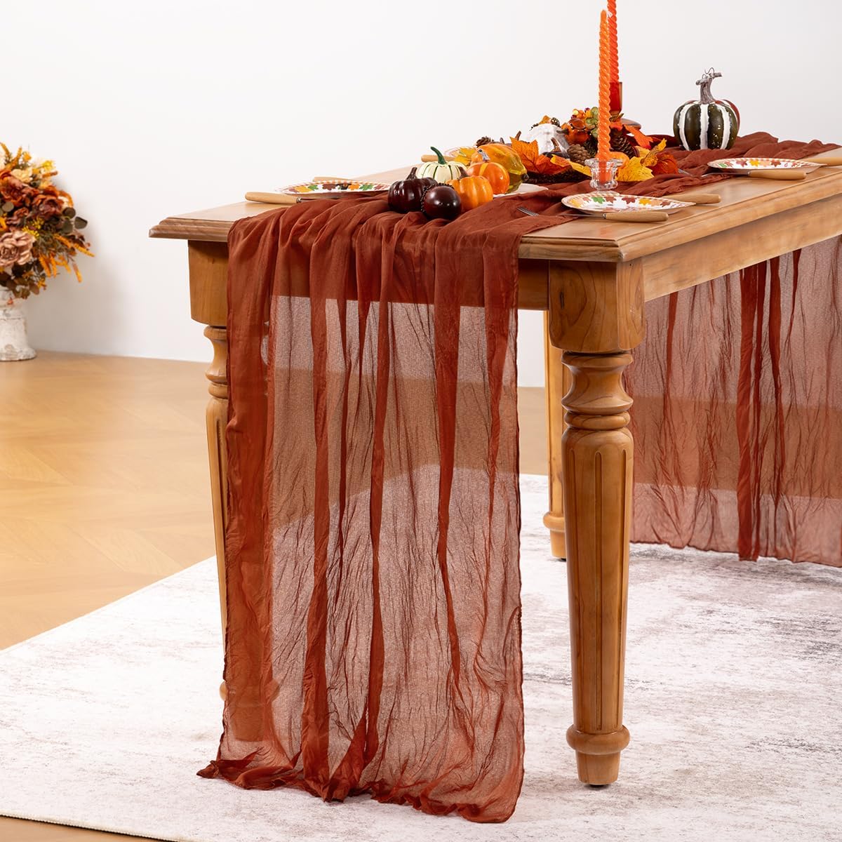 Terracotta Cheesecloth Table Runner Fall Burnt Orange Cheese Cloth Table Runner 120 Inches Rust