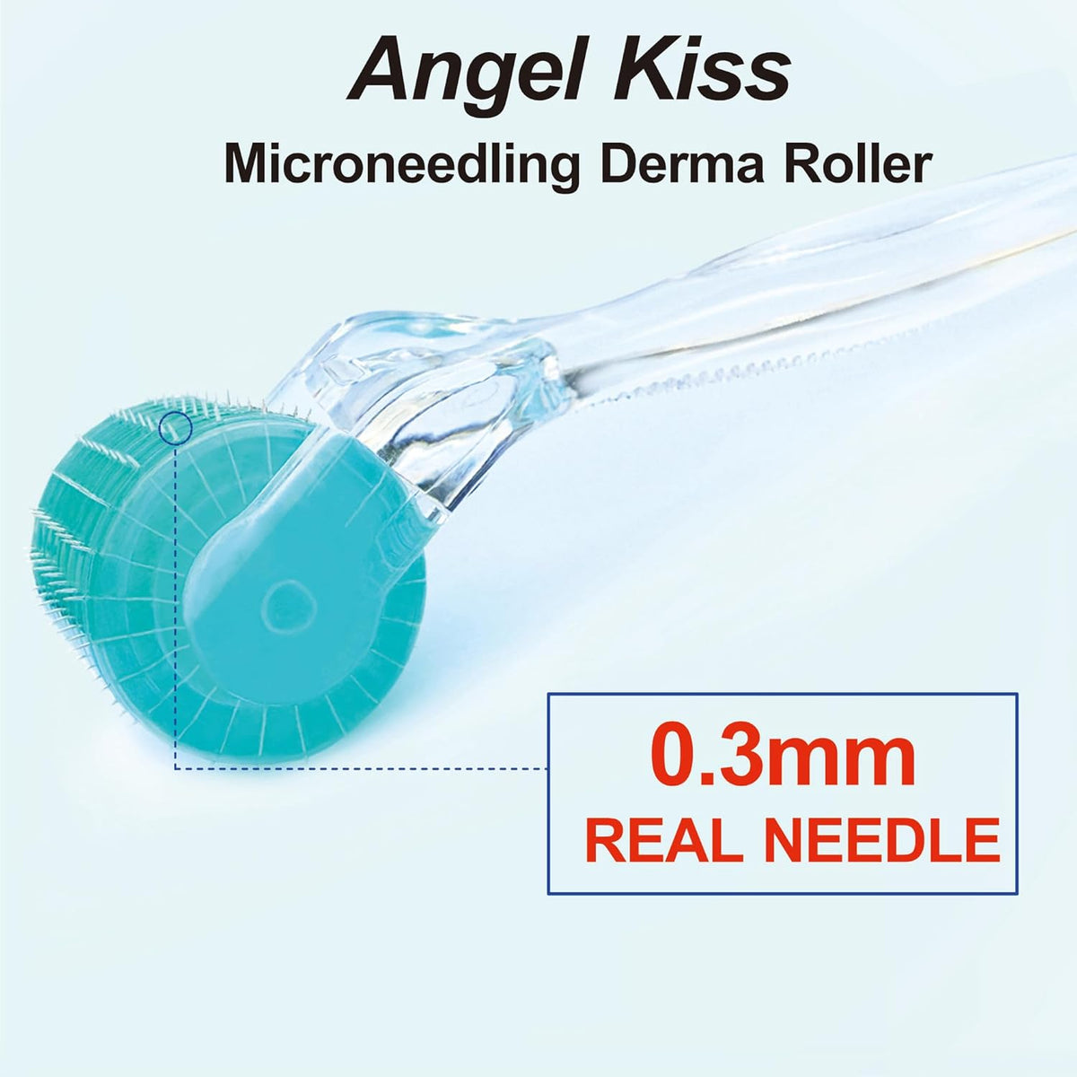 Derma Roller Real Needles - Angel Kiss 0.30mm Microneedling Roller with Case - 192 Stainless Steel
