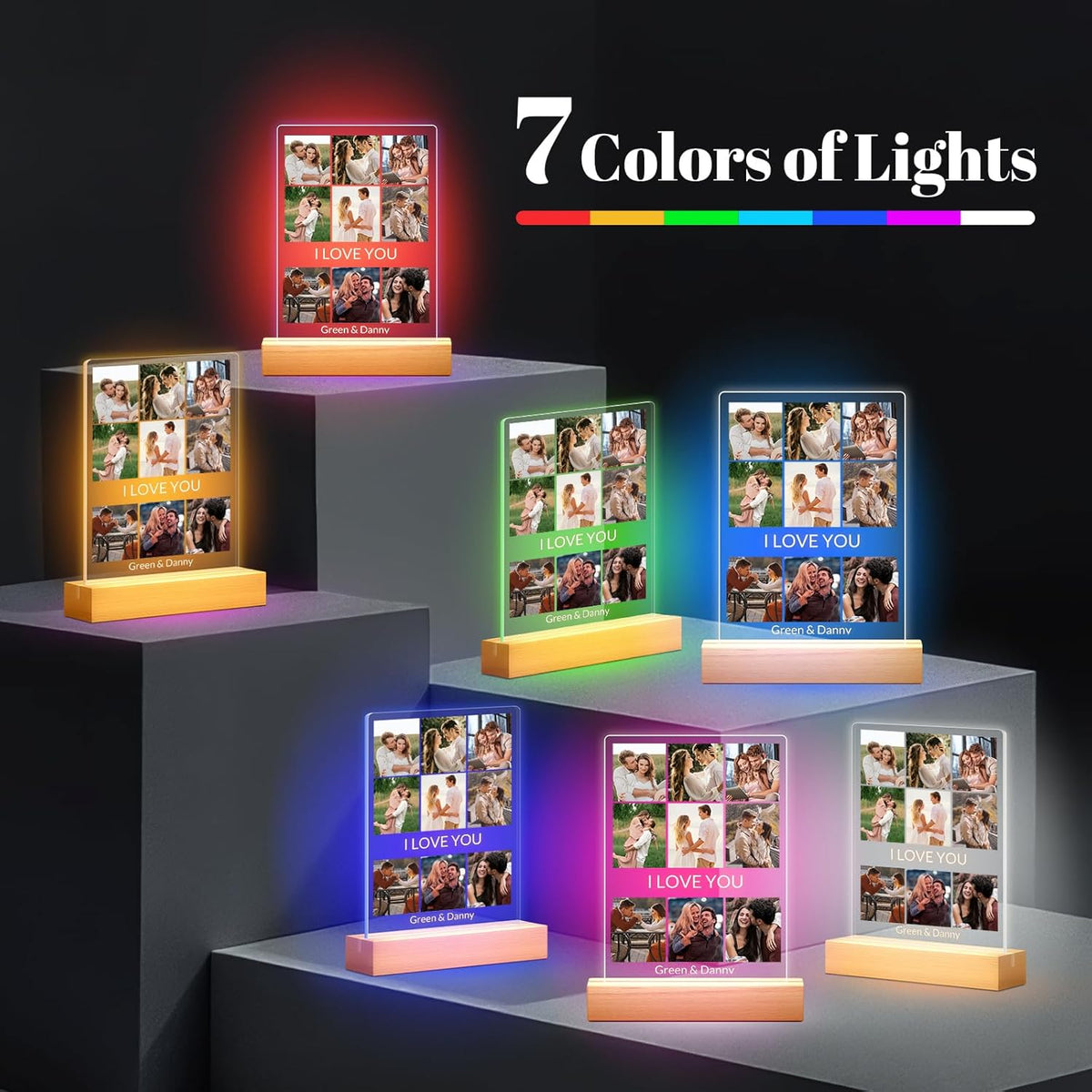 Custom Picture Frames with Photo, Personalized Photo Frame with Night Light, Customized Picture