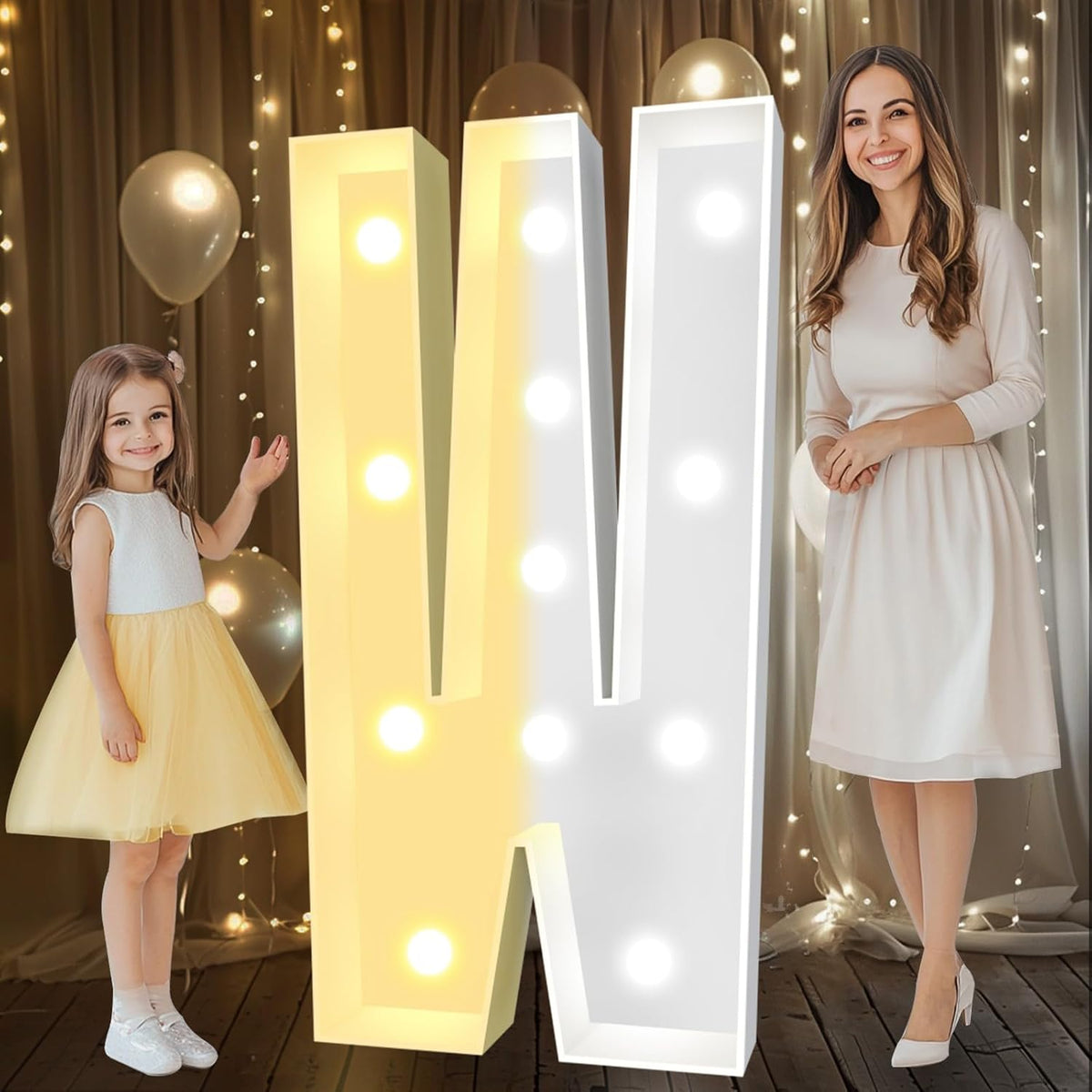 Pooqla 4 FT Marquee Light Up Letters, Cool White and Warm White Marquee Letter 4 Feet Tall, Giant