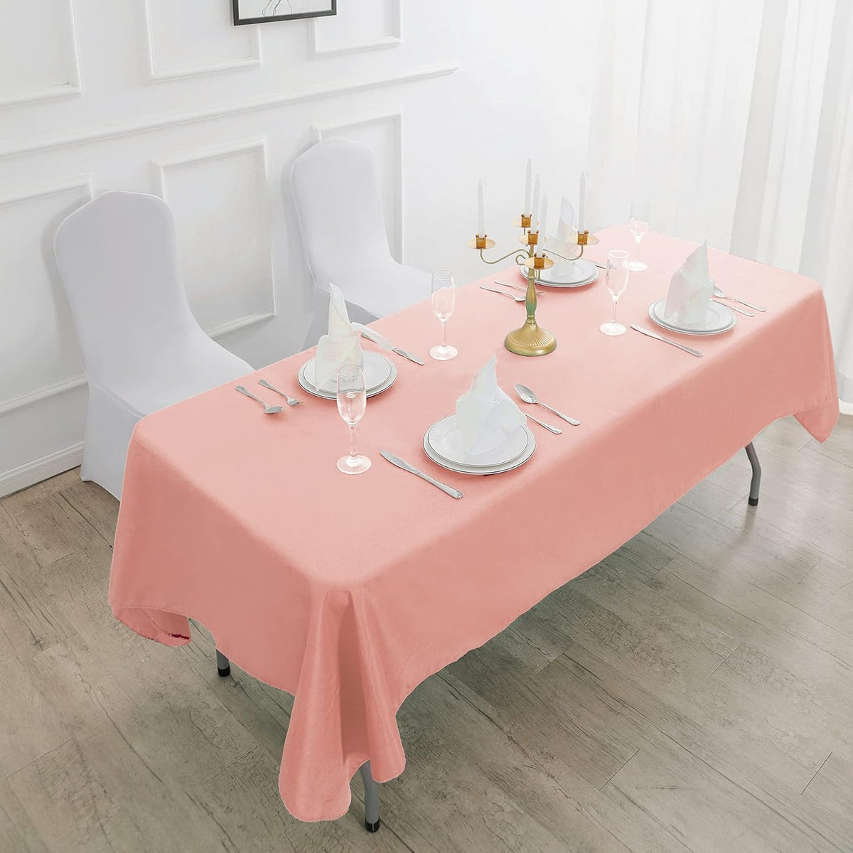 Rectangle Tablecloth 90x156 inch Washable Polyester Fabric Table Cloth for Wedding Party Dining