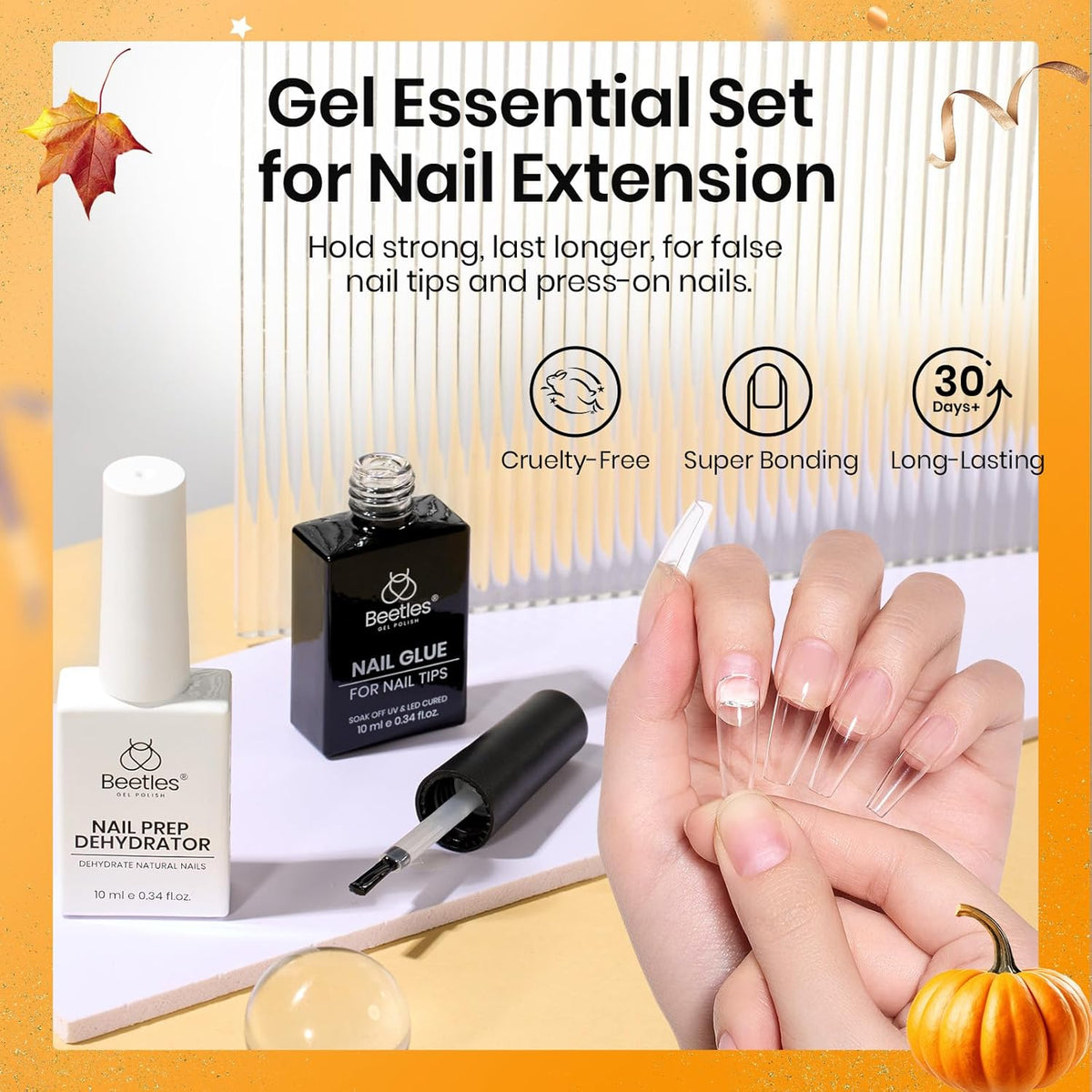 Beetles 9 In 1 Gel Nail Glue Nail Dehydrator Kit for Acrylic Nails Acid Free & Hema-Free