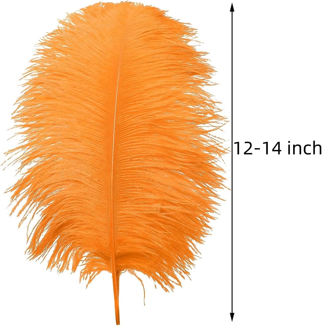 Ballinger Orange Large Ostrich Feathers - 24Pcs 12-14inch Big Feathers for Crafts,Wedding Party