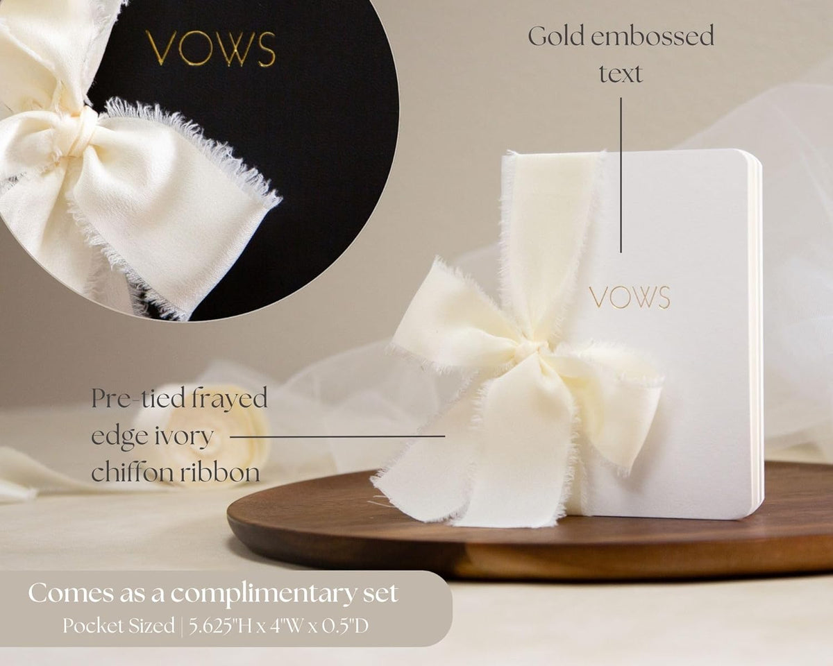 Black White Embossed Slim Vow Books w/Ribbon (Set of 2) - 5.625 x 4 Minimalist Pocket Sized