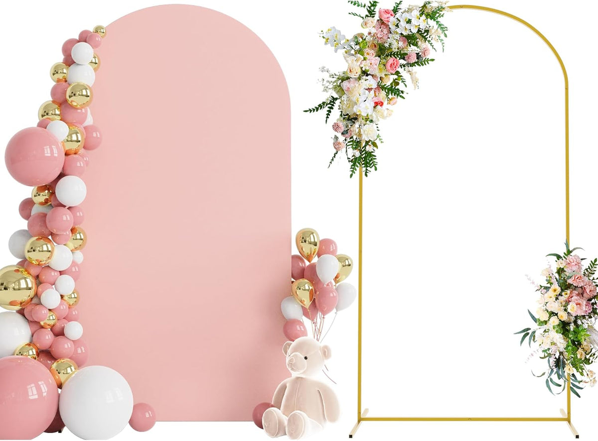 Wokceer 7.2 FT Wedding Arch Stand and Arch Cover, Metal Arch Backdrop Stand with Arch Stand Cover